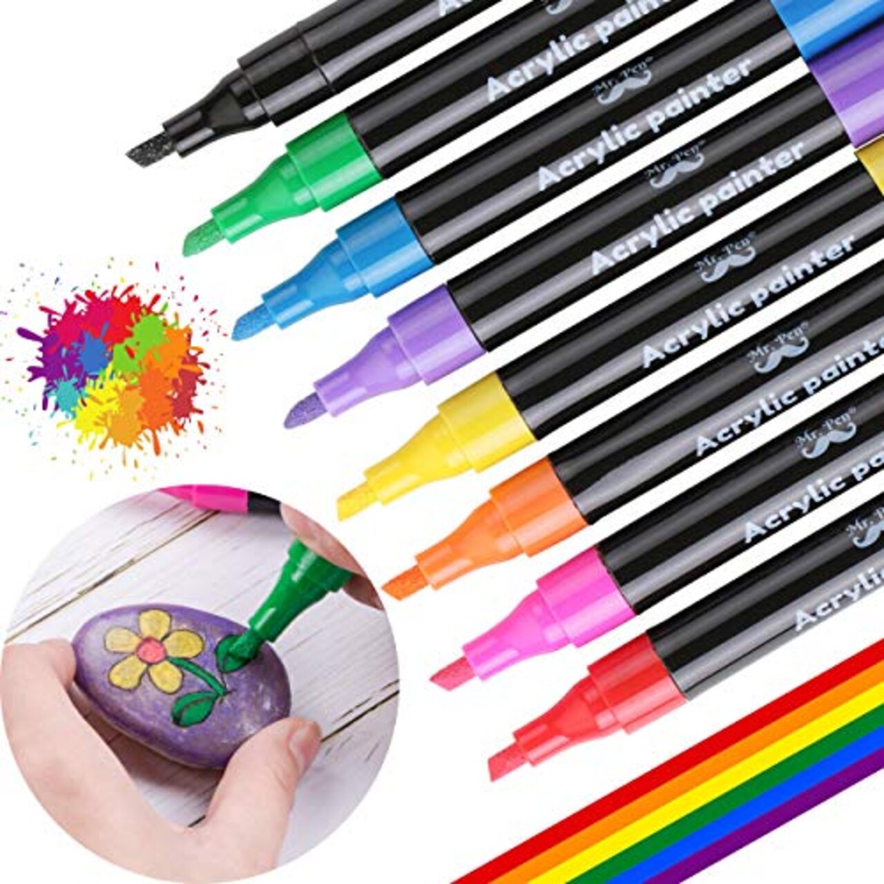 Mr. Pen- Acrylic Paint Marker Pens, 8 Colors, Acrylic Paint Pens for Rocks  Painting, Glass, Wood, Ceramic, Fabric, Canvas, Mugs, Scrapbooking, Rock  Painting Pens, Rock Art, Glass Painting Supplies
